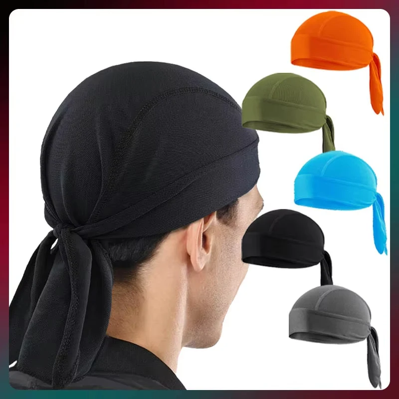 Men Sweat Wicking Mesh Skull Cap Pirate Durag Bandana Helmet Inner Cover for Cycling Running Outdoor Sports