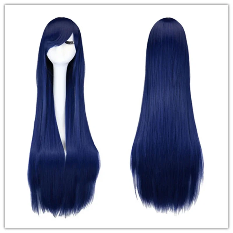 LoL Ahri Dark Blue Wig League of Legends Cosplay Wig Anime 100 Cm Long Straight Navy Synthetic Hair Wigs Peruca Pelucas