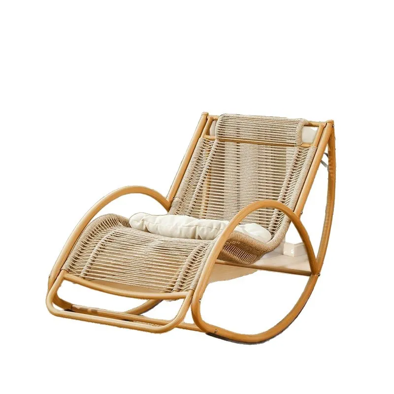 

Balcony leisure rocking chair waterproof sunscreen courtyard recliner rattan lunch break elderly recliner outdoor