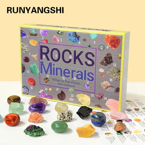 24 Grid Ore Crystal Gemstone Blind Box Rock Mineral Specimens Collection Natural Healing Stone Children's Teaching Gifts