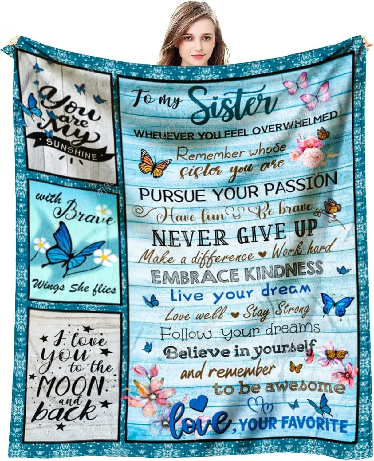 Sister Blankets from Sister Happy Birthday Sisters Gifts - Birthday Gift for Sis Adult to My Sis on Her Wedding Day Sister