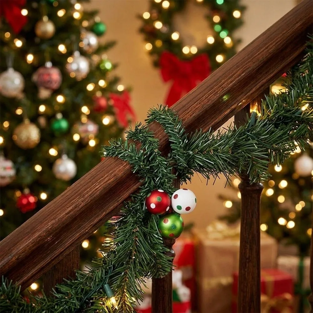 25Pc Christmas Ball Garland Ties With Artificial Pine Needles,Soft Tinsel Wire For Xmas Tree Decor,Wreath Hanging And DIY Crafts