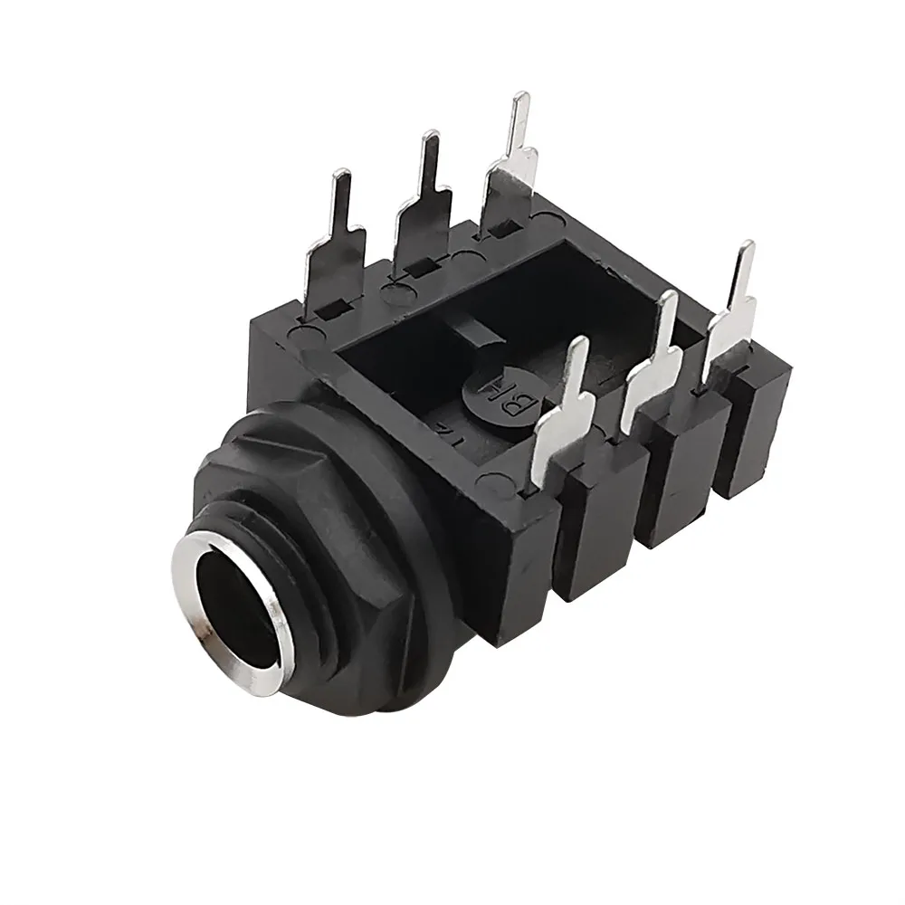 1/2/5Pcs PCB Panel Mount 6.35mm 6 Pins Stereo Audio Microphone Female Socket Jack Plug Connector 1/4\