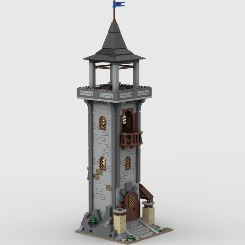MOC- 201290   Brinquedos de construção retrô, torre de vigia medieval, bloco de construção, conjunto de tijolos, presentes criativos, alta qualidade, adultos, 627 peças