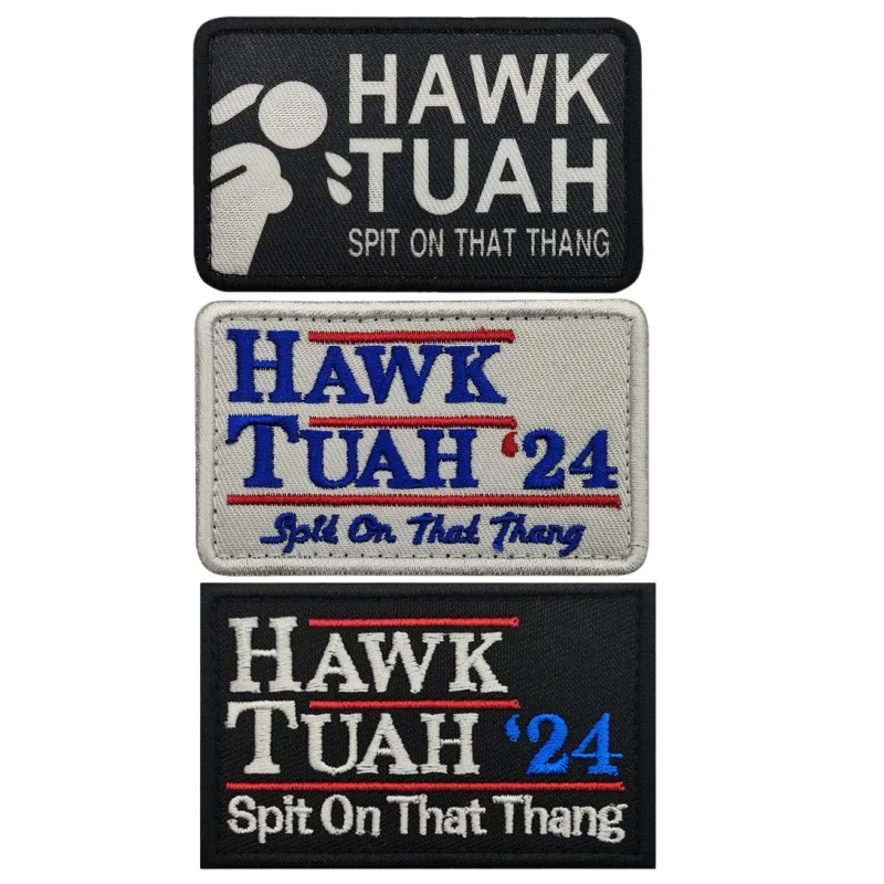 HAWK THAH '24 Spit on That Thang Spoof Election Embroidery Patches Tactical Armband Military Morale Badge Backpack Stickers