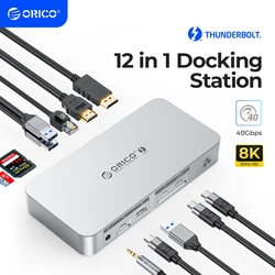 ORICO Thunderbolt 4 Docking Station Type C to HDMI-Compatible Adapter 8K@30Hz USB 3.2 Gen2 HUB Splitter for MacBook