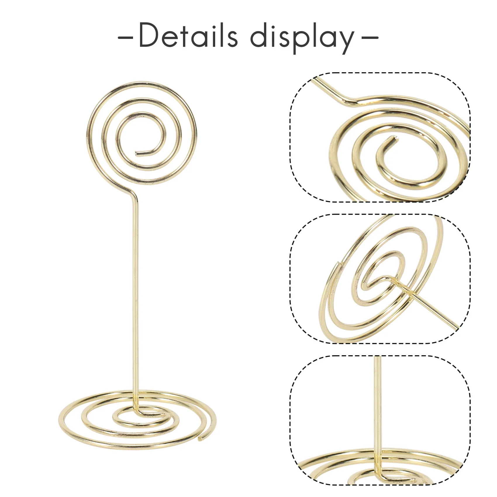 12 Pack Table Number Card Holders Photo Holder Stands Place Paper Menu Clips, Circle Shape (Gold)