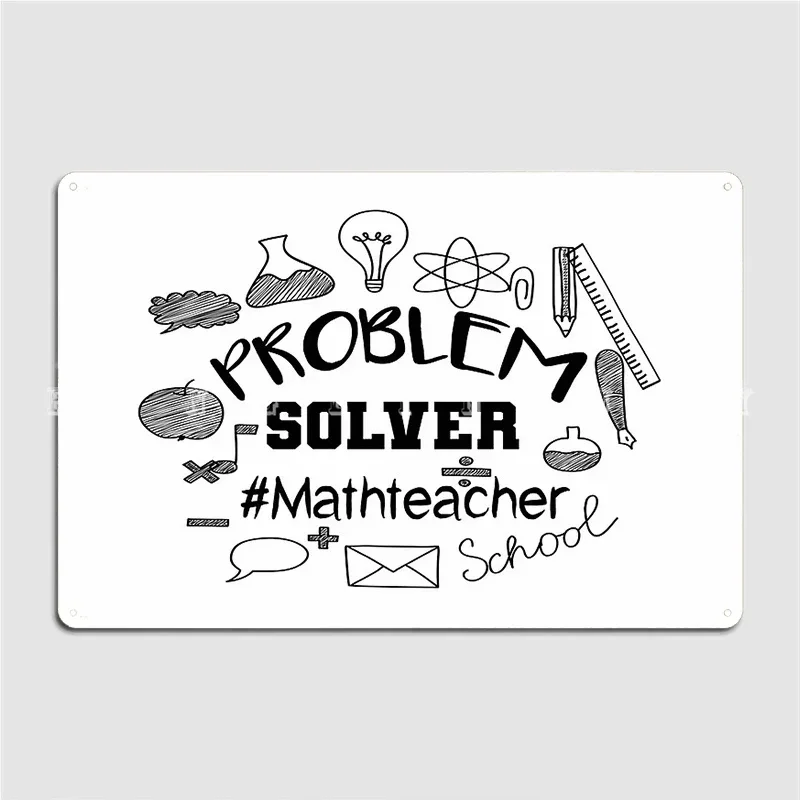 Problem Solver Math Teacher Metal Sign Cinema Garage Wall Create Wall Decor Tin Sign Poster