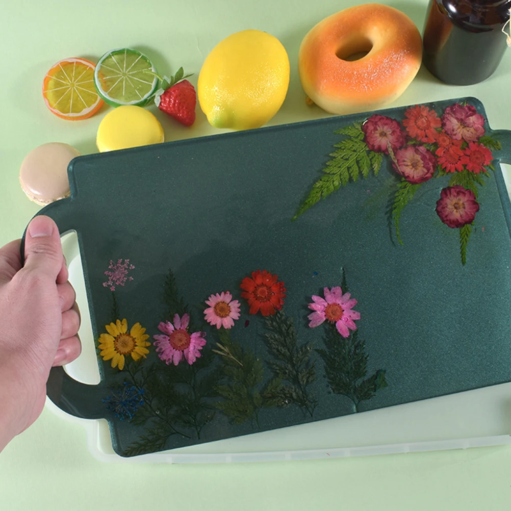 

Silicone Tray Mold Resin Casting Epoxy Fruit Serving Double Handle Diy Tea Cup Molds Smooth Durable Flexible Pigments