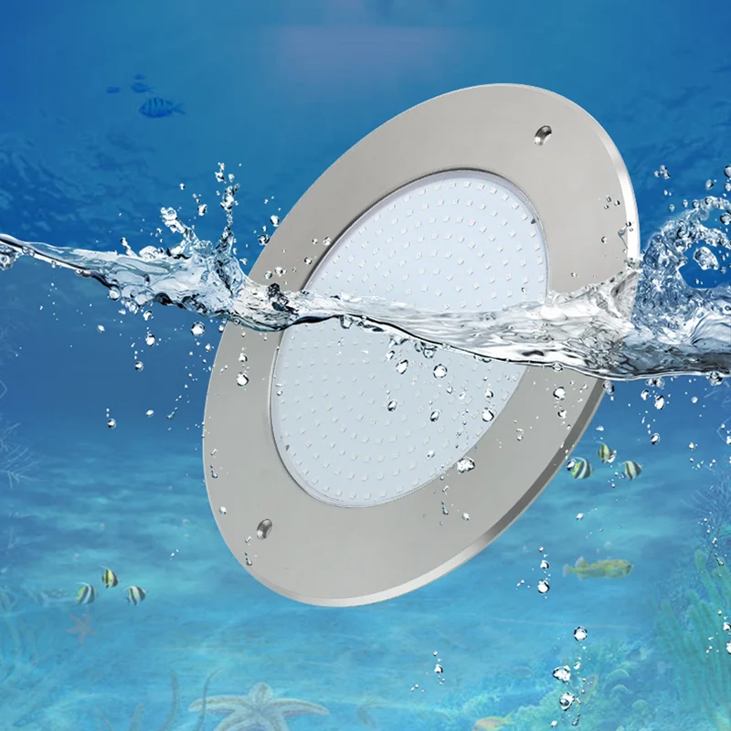 IP68 waterproof pool light 304 stainless steel resin filled ultra-thin light body Low voltage AC12V wall mounted RGB remote cont