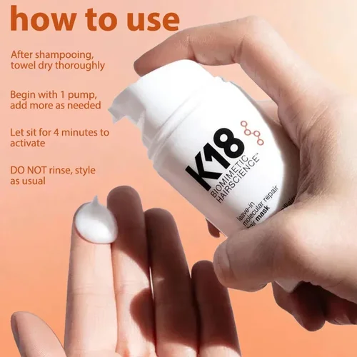 K18 헤어 트리트먼트 오리지널 Leave-In 분자 리페어 헤어 마스크, 손상 회복, 부드러운 딥 케라틴 두피 트리트먼트, 헤어 케어, 50ml  Best5