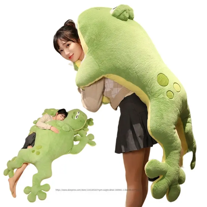 

60/80/100CM Lovely Giant Frog Plush Toys Funny Frog Mat Stuffed Soft Animal Pillow Cushion Creative Home Decoration Gift For Kid