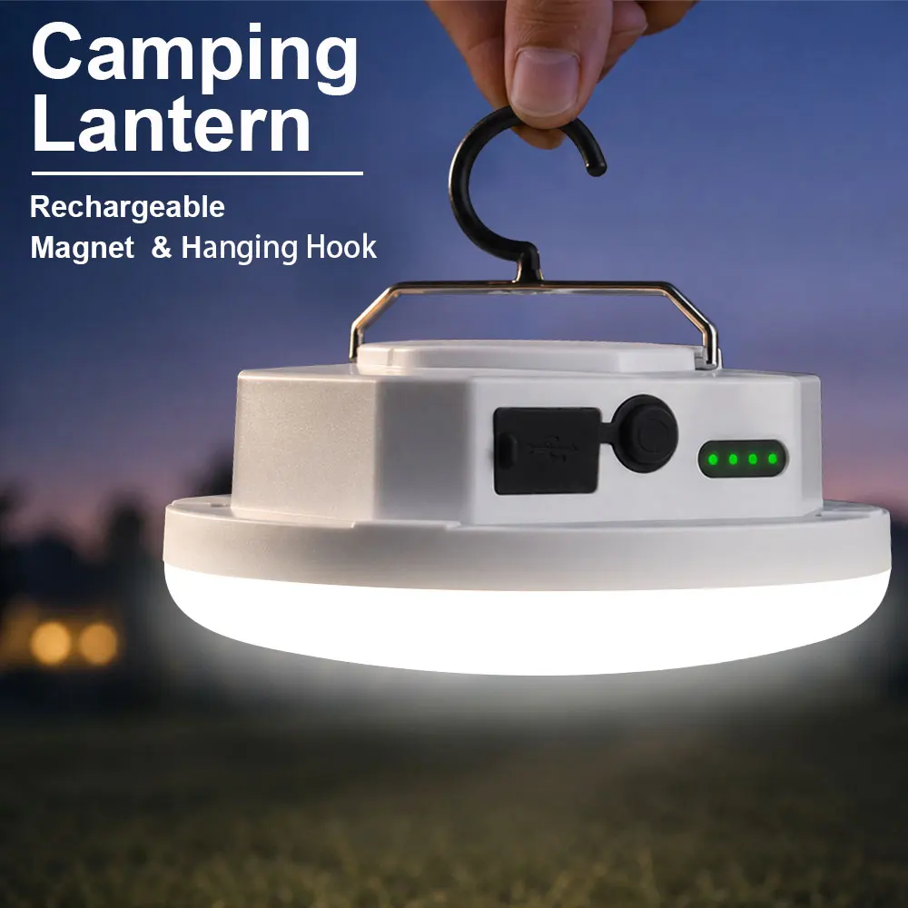 

Rechargeable Camping Lantern Strong LED Lights Magnetic Hook Waterproof Tent Lamp for Outdoor Hiking Work Repair Emergency Light