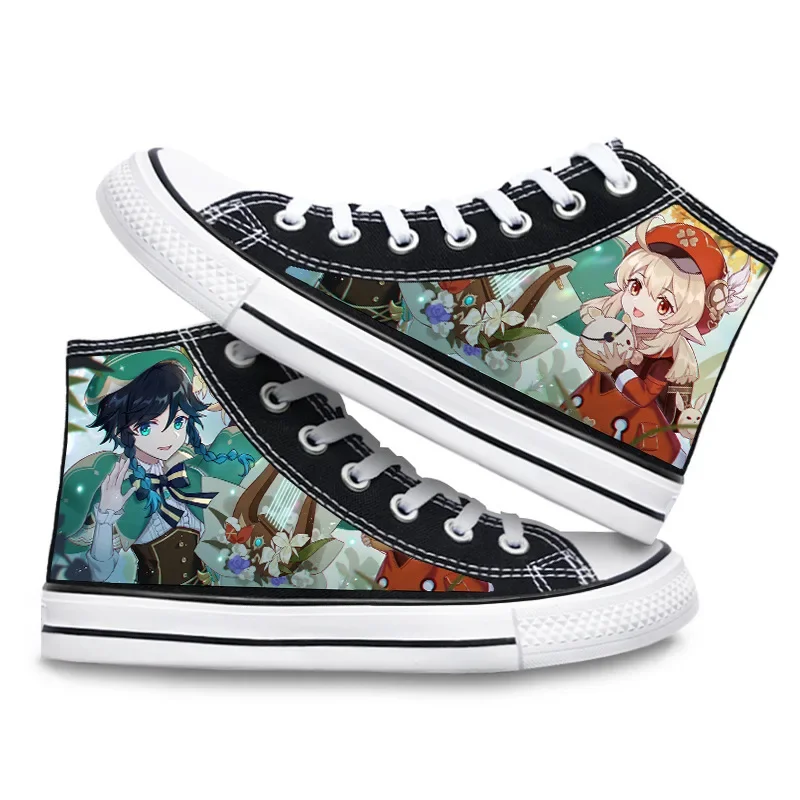 Anime Genshin Impact Canvas Shoes, Zhongli Xiao Cosplay Traje, tênis de topo alto, moda casual, estilo de rua