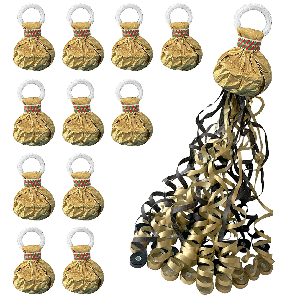5/10/15/20/25 Stück schwarze Gold-Handwurf-Luftschlangen, Poppers für Geburtstag, Hochzeit, Abschluss, Verlobung, Ruhestand, Party-Dekorationen