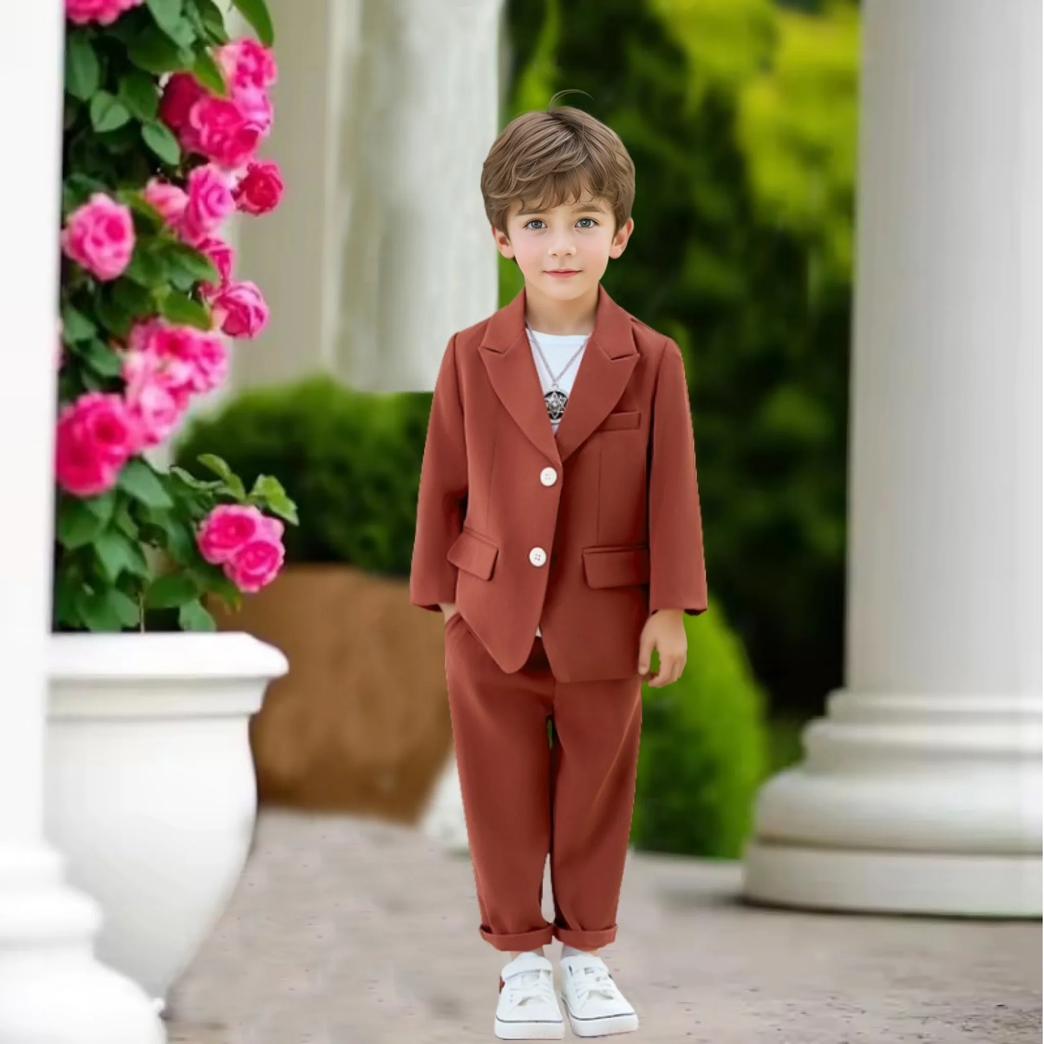 

Boy Fashion Wedding Birthday Performance Photography Dress Kids Blazer Pants Clothes Children's Spring Autumn Korean Suit Set