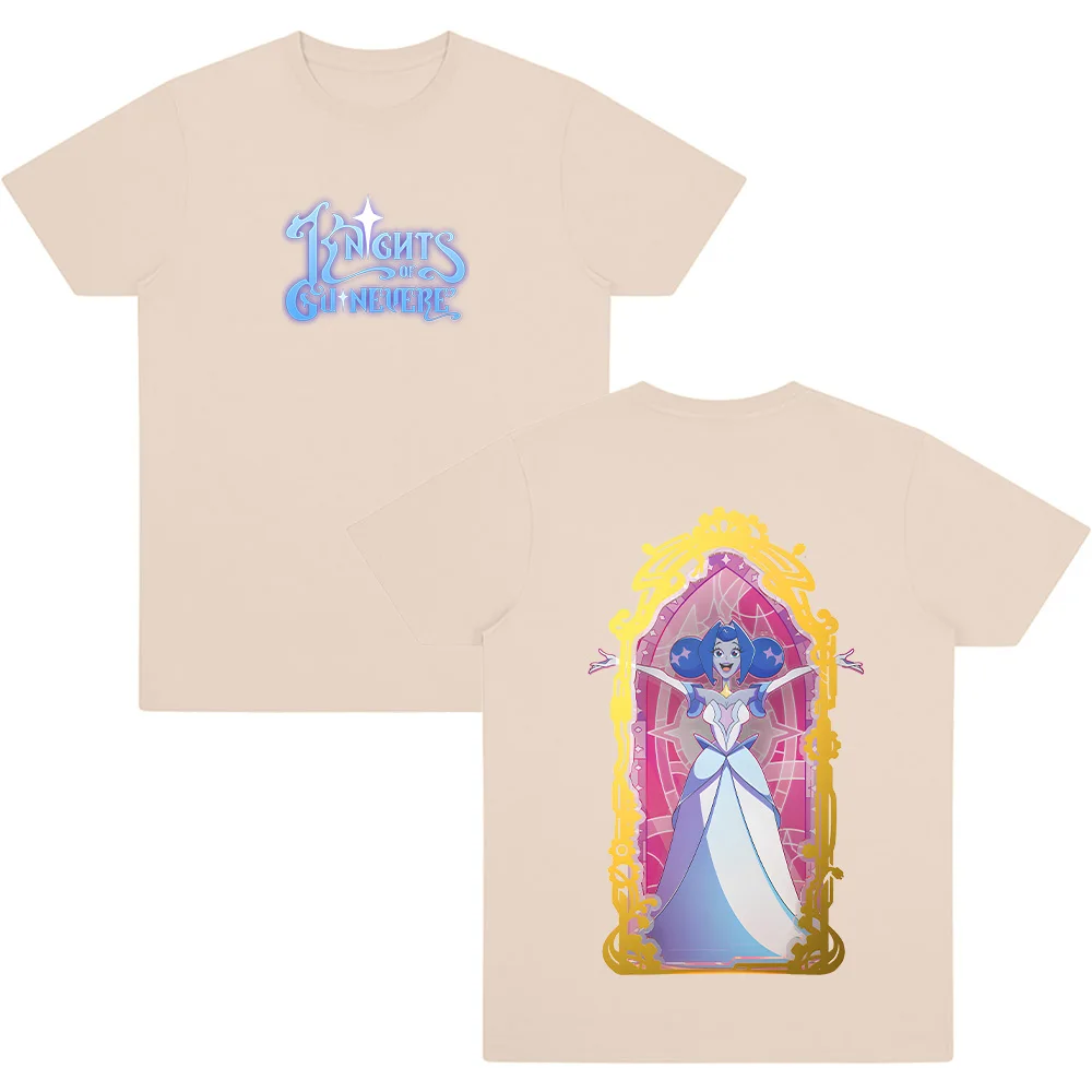 فرسان غينيفير موضة الكرتون طباعة تي شيرت عالية الجودة القطن قصير الأكمام للجنسين ملابس كاجوال الصيف Y2K تي شيرت