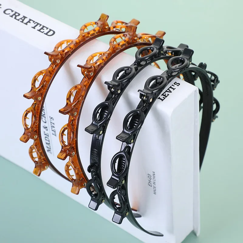 1/2 pièces multicouche creux tressé femmes frange bandeau coiffure fer accessoires pince à cheveux