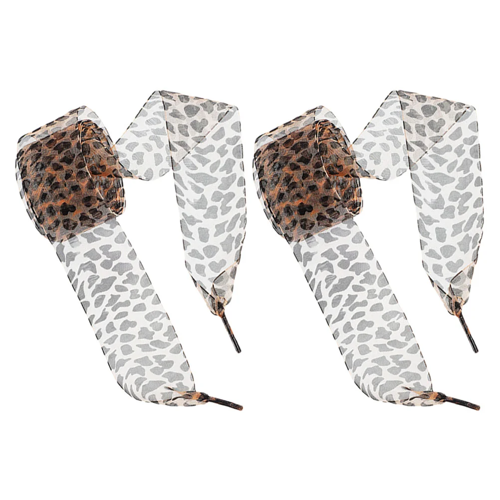 Sports Shoes Ribbon Gauze Miss Stretch Laces Polyester Elastic Sneaker Shoestring Leopard Print