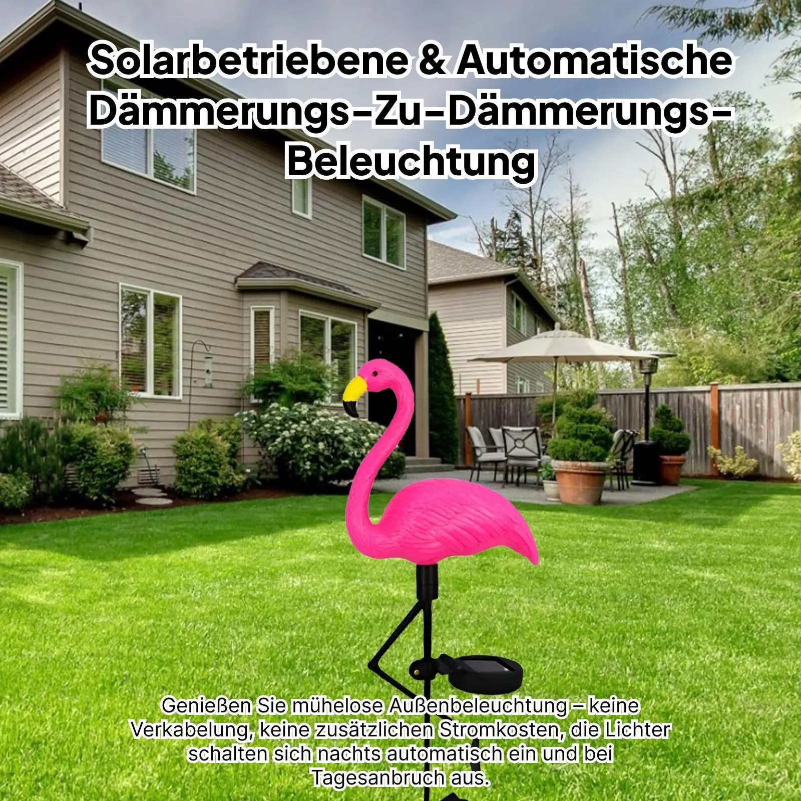 Extérieur, lumières solaires flamant rose, cour arrière-cour Patio décoratif