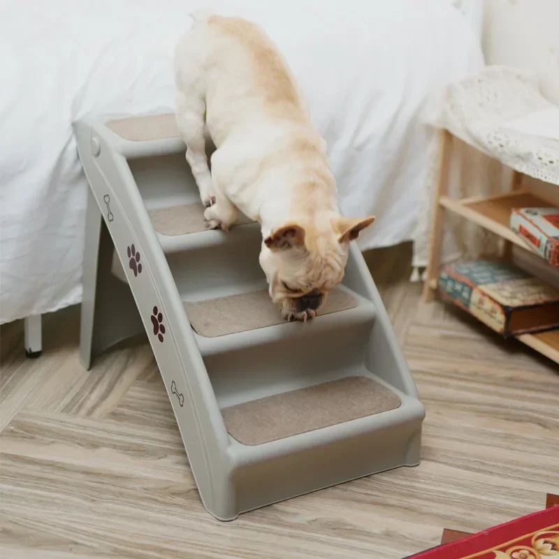 Folding Pet Stairs for Small and Medium Dogs, Non-Slip Climbing Steps, Easy Access, Convenient, Safe Design for Indoor Ramp