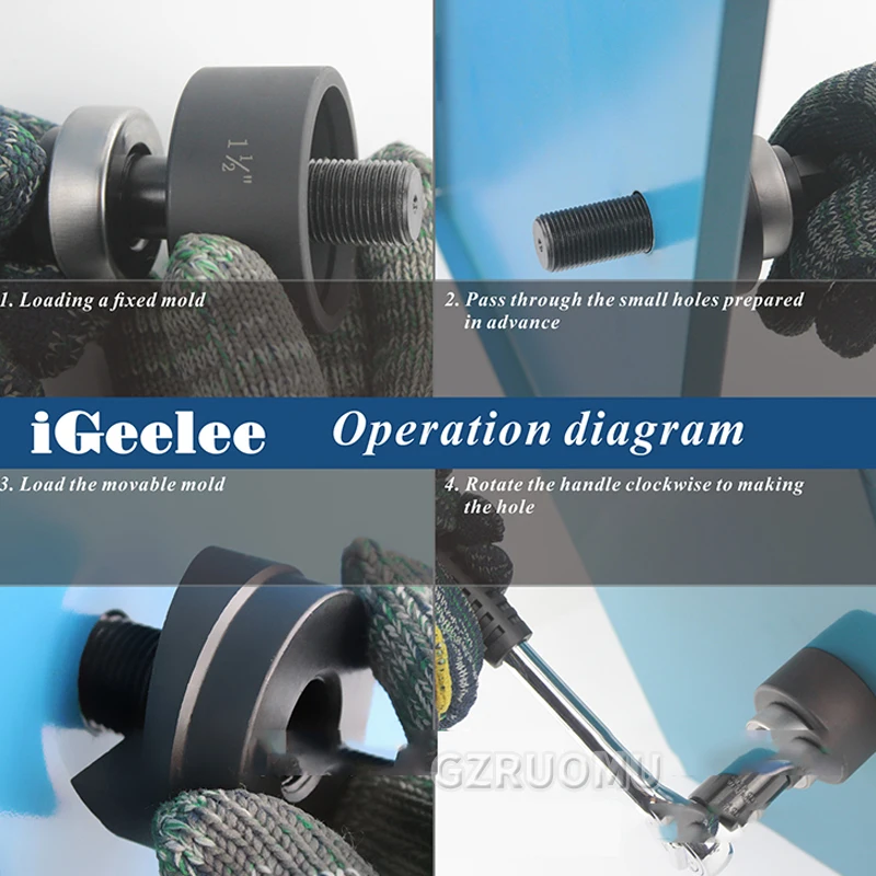 

Manual Ratchet Knockout Hole Punch Driver Kit 1/2 to 2 Inch(22.5-61.5mm) Electrical Conduit Hole Cutter Set KO Tool Kit CC-60