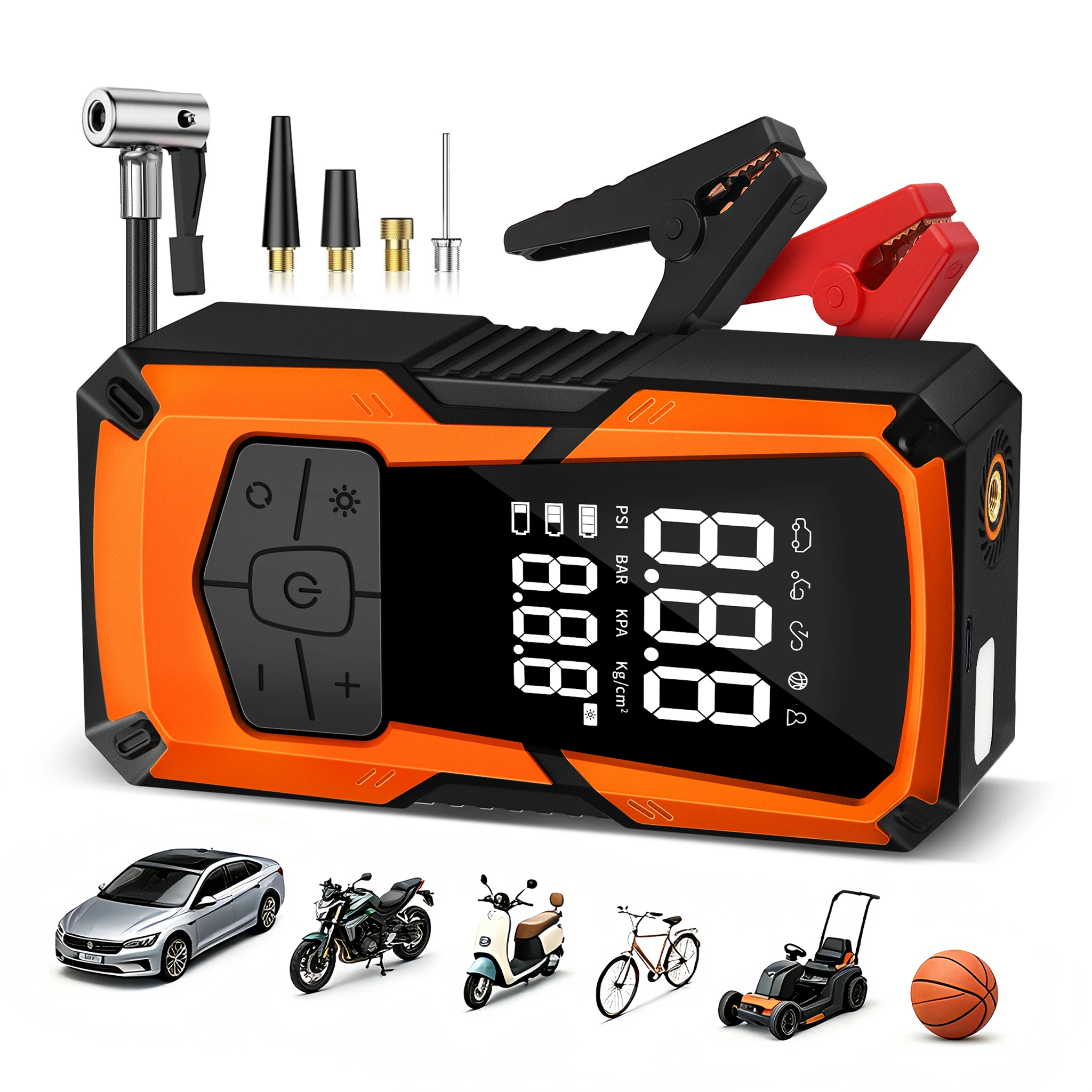 STSCELZ Portable Jump Starter Air Compressor for 12V Cars, 150 PSI Tire Inflator with Digital Gauge and Auto Shut-Off