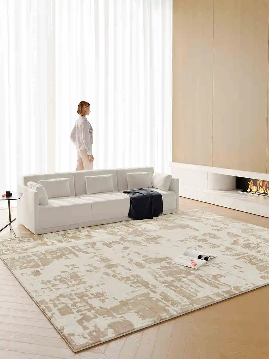 

VIKAMA Light Wabi-Sabi Imitation Cashmere Washed Back Carpet Living Room Bedroom Bed Dirt Resistant Carpet Home Decoration