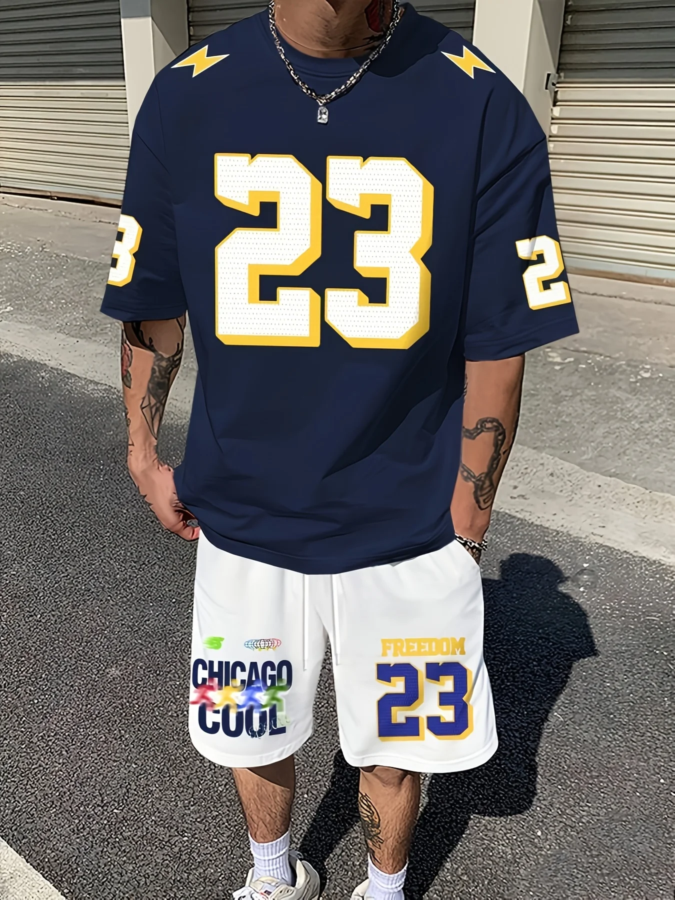 

2025 Summer New Men's suit casual sportswear digital ball wear outdoor street men's wear