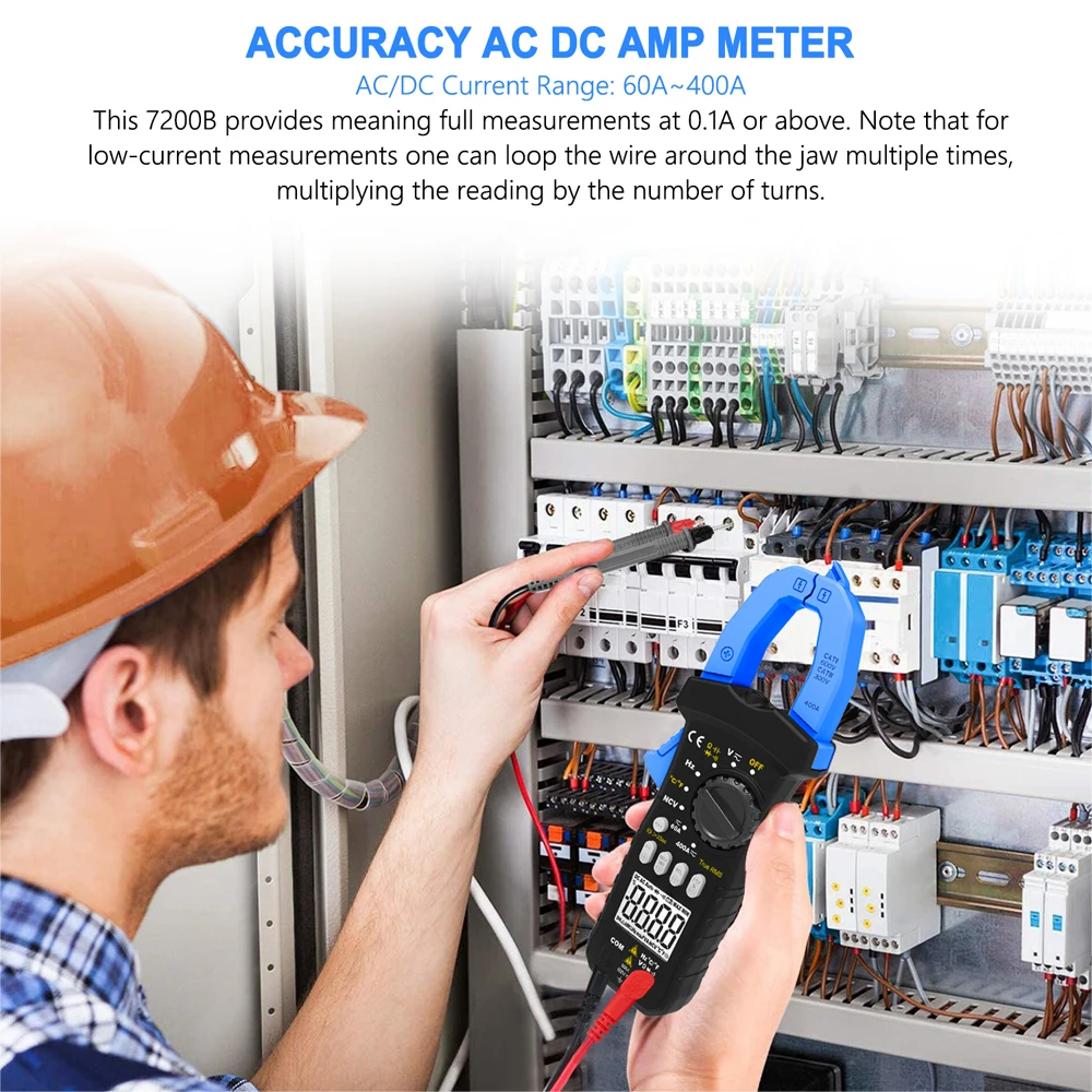 Multímetro sem fio Bluetooth Clamp, Alcance Automático, DC, AC, True RMS, Medidor de Continuidade Buzzer, HP-7200APP, 6000 Contagem