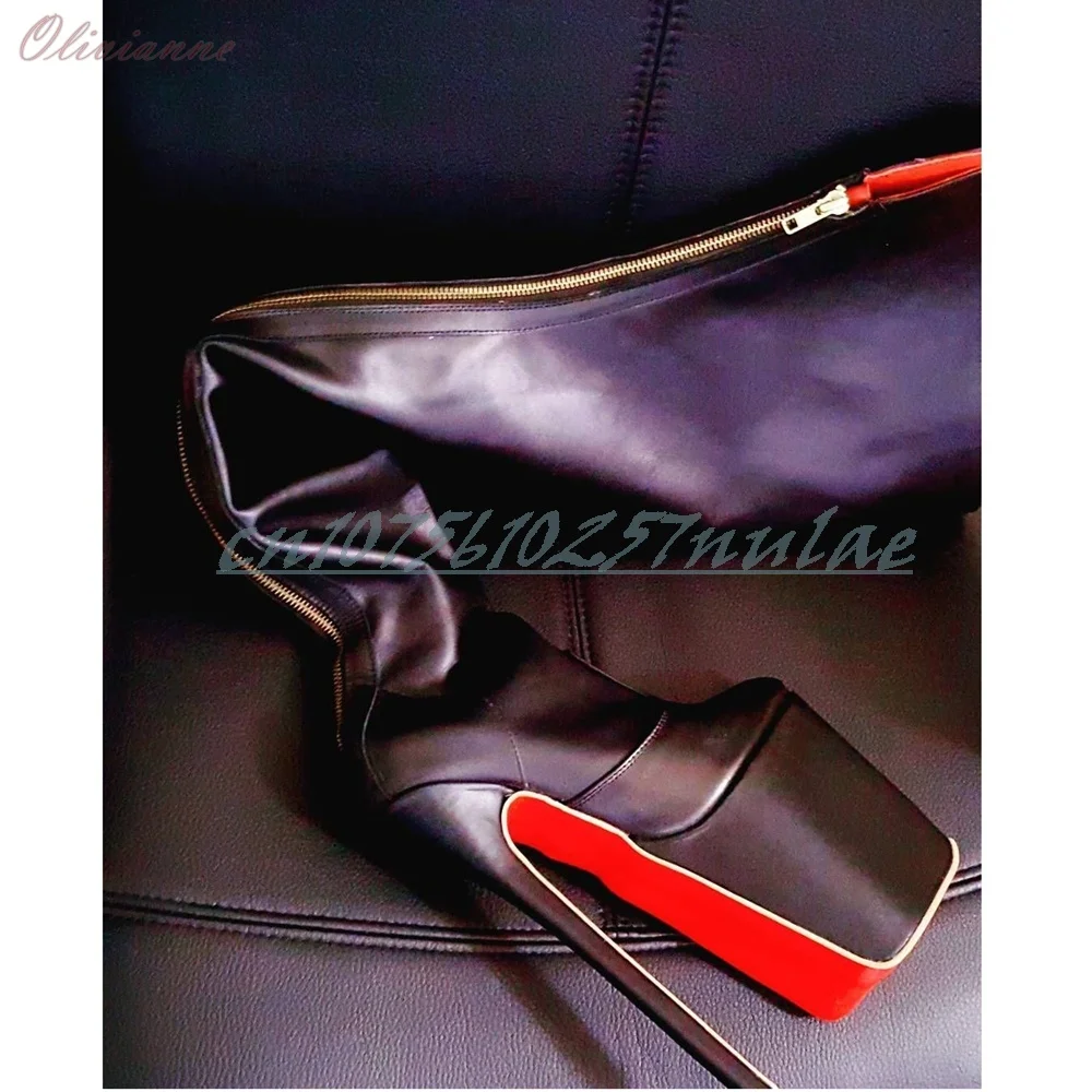 

Black Back Zipper Design Platform Over the Knee Boots Hot Stiletto High Heel Fashion Party Women Shoes 2025 Autumn Para Mujere
