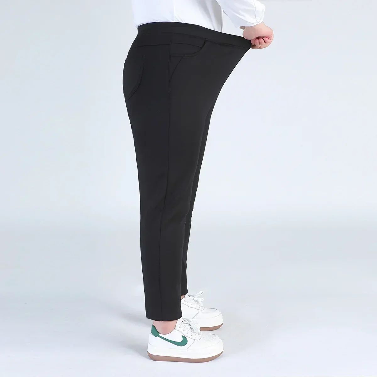 Winter Fleece Pants Female Thick Plus Size 140KG Women 9XL 8XL 7XL 6XL High Waisted Stretched Warm Oversized Slim Fit Trousers