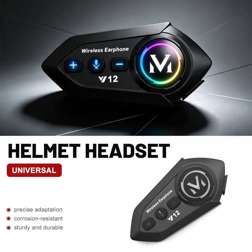 Y12 Dual Mic Motorcycle Helmet Bluetooth Intercom Distance 500M Voice Assistant Multi-scene Mixing Music Sharing IP56 Waterproof