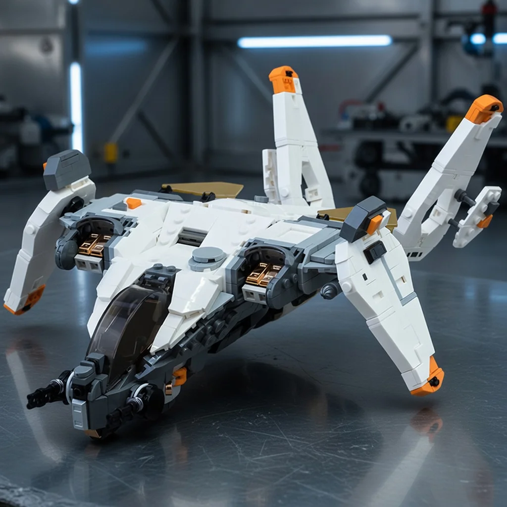 MOC Sci-fi Game Titan Fall Mirage Fighter Building Blocks Spacecraft Dropship Model Bricks DIY Assembly Toy for Adult Fans Gift