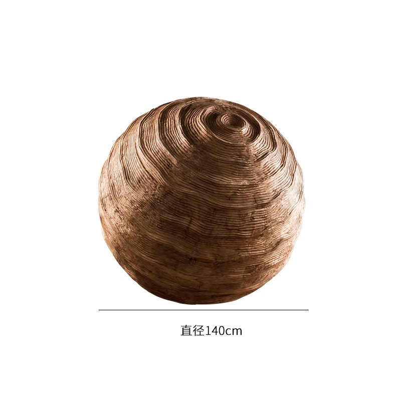 HXL Wood Carving Ball Sculpture Art Device Sales Department Lobby Hotel Club Floor Ornaments