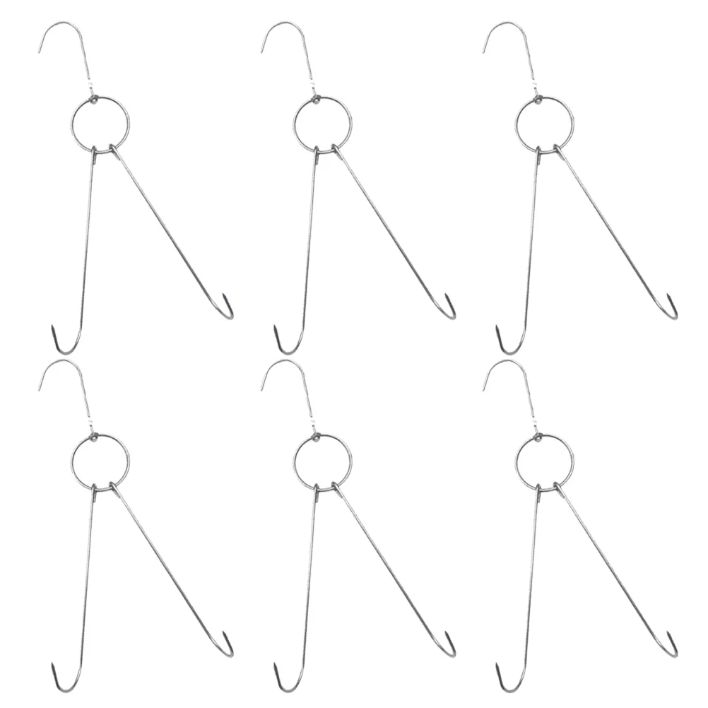 

6pcs Stainless Steel Hooks Rust Proof Butcher Meat Hanger For Chicken Duck BBQ Smoke Dry Roast Kitchen Grocery Storage