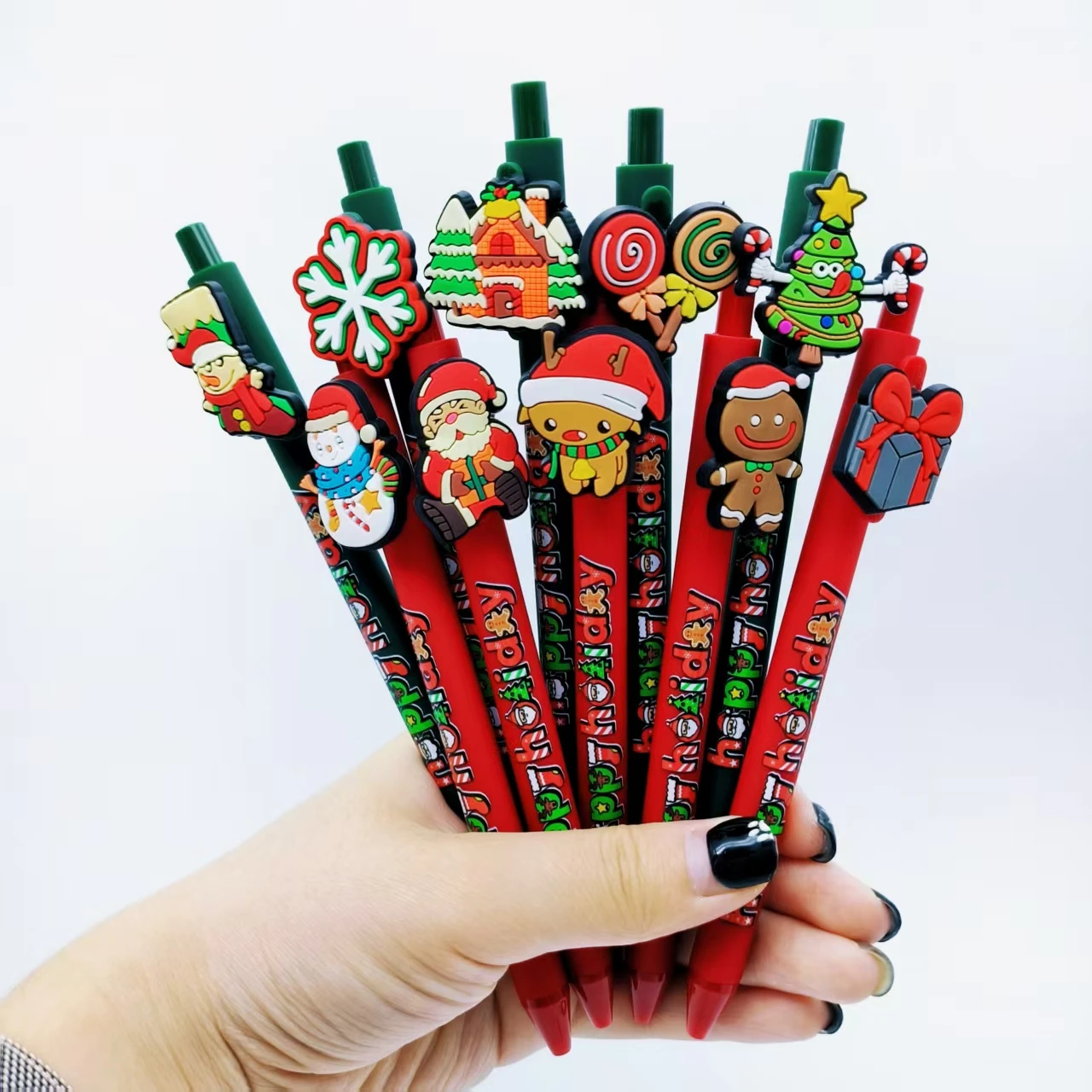 

6/12 шт., креативные рождественские элементы, шариковая ручка с принтом, студенческая шариковая ручка для письма, подпись, праздничный подарок, канцелярские принадлежности