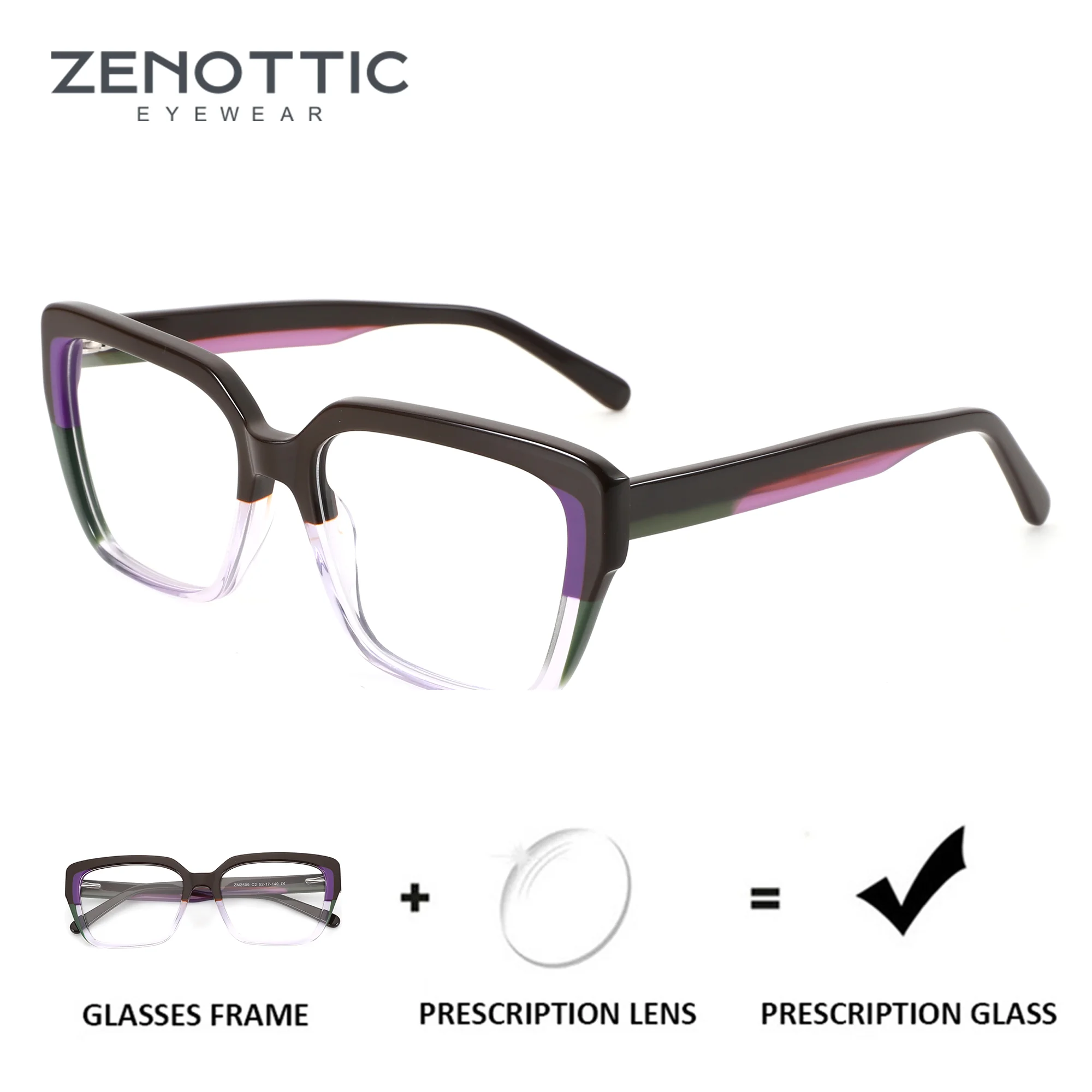 

Очки ZENOTTIC (размер M) с полигональной оправой из ацетата для женщин, фотохромные оптические очки с защитой от синего света, очки для коррекции близорукости