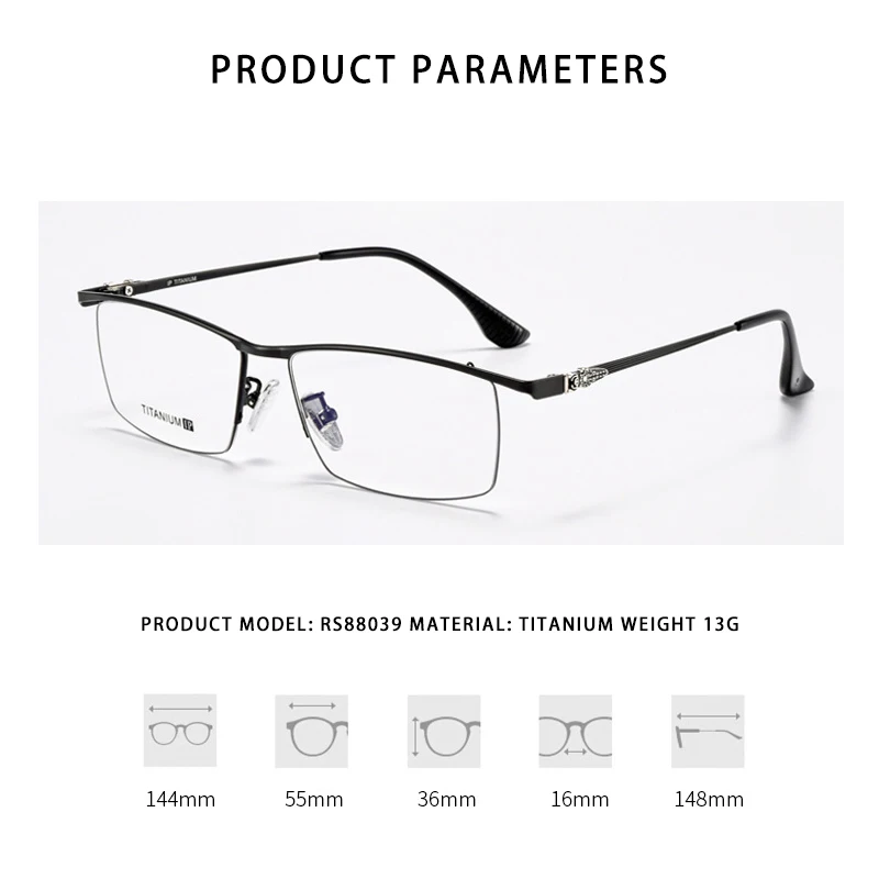 Momoja Nieuwe Retro Fashion Eyewear Business Ultralichte Pure Titanium Bril Optische Bril Montuur Man 8039