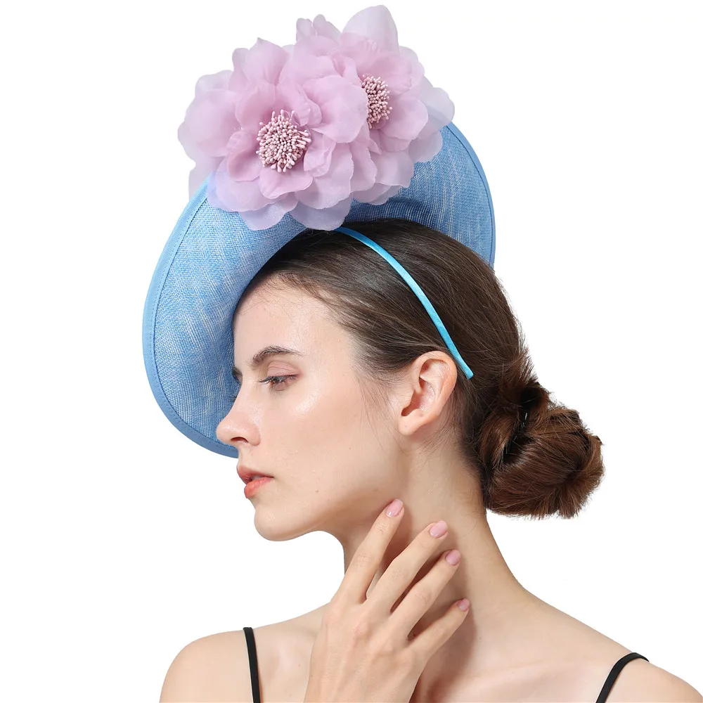 Donne Fancy Big Derby Hat Millinery Fascinators con fiori cappelli accessori Ladies Headwear fasce Fashion Fedora