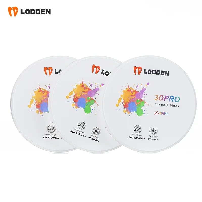 Lodden Dental Material Zirconia Multilayer Block 98mm Open System 3D PRO Multilayer Zirconia Disc Cad Cam Dental Lab use