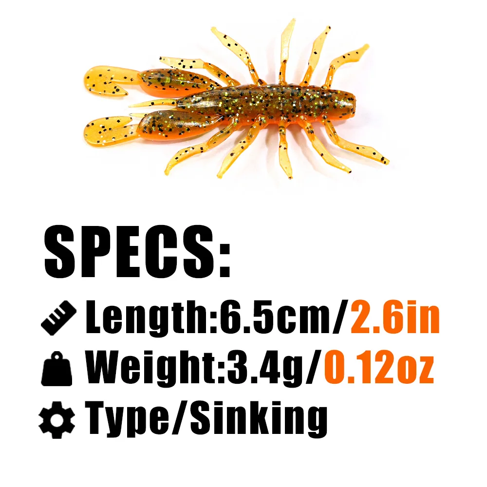 B&U Larva Bug Soft Lures Soft Plastic Lures Shrimp Fishing Lure Craw Freshwater Swimbaits Silicone Soft Bait Worm bait