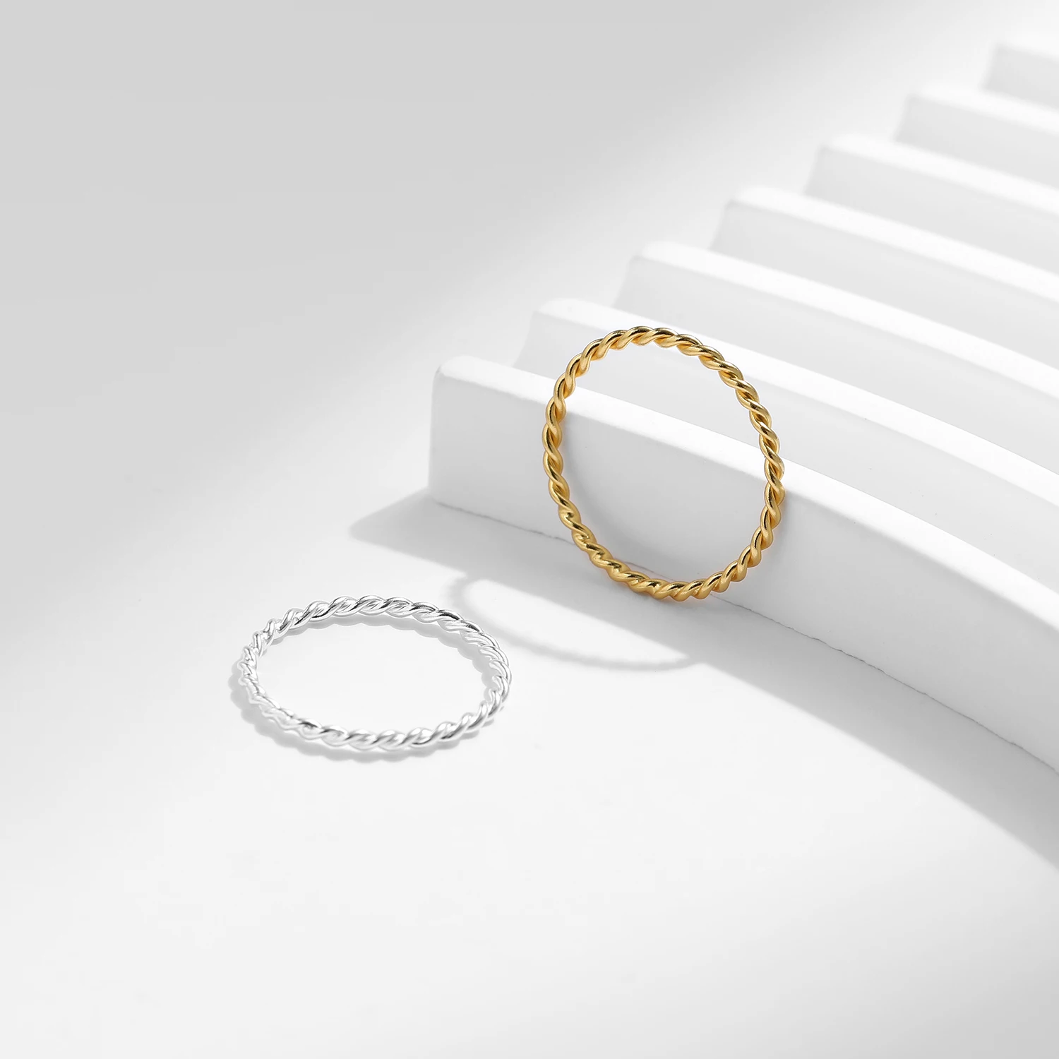 Women's 925 Sterling Silver Minimalist Twisted Stackable Ring