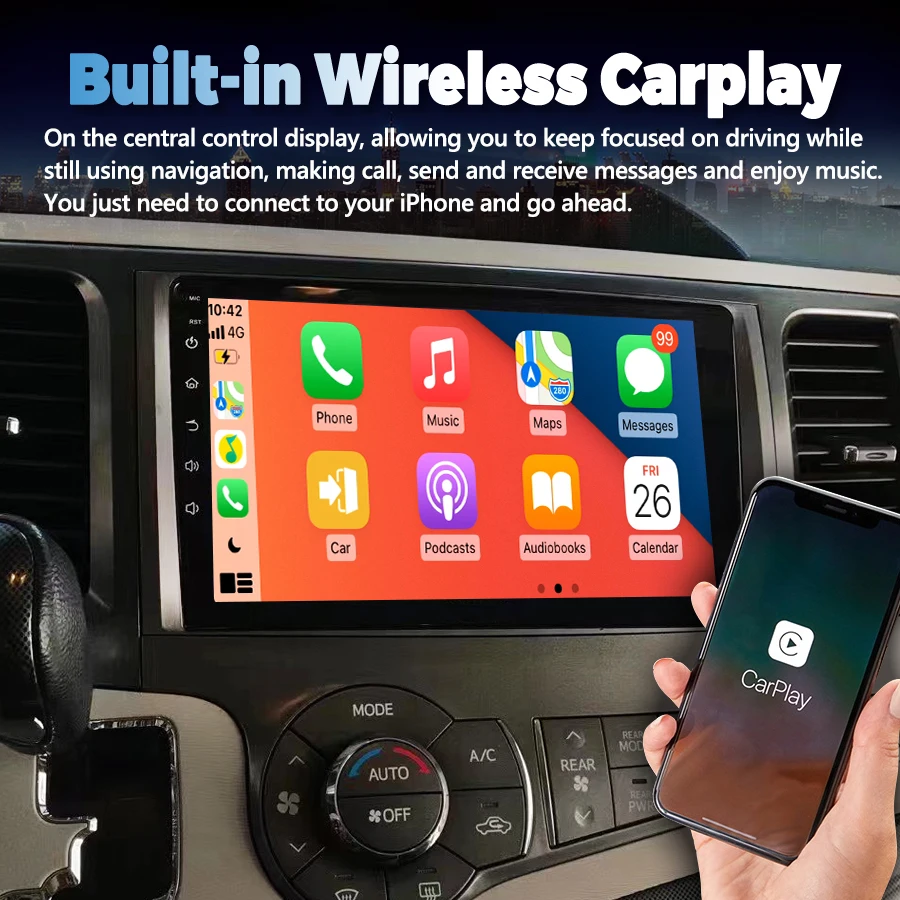 64GB Android 10.0 2Din Đa Phương Tiện GPS Cho Xe Toyota Sienna Âm Thanh Autoradio BT Điều Hướng Stereo Đầu Đơn Vị Máy Ghi Âm đài Phát Thanh