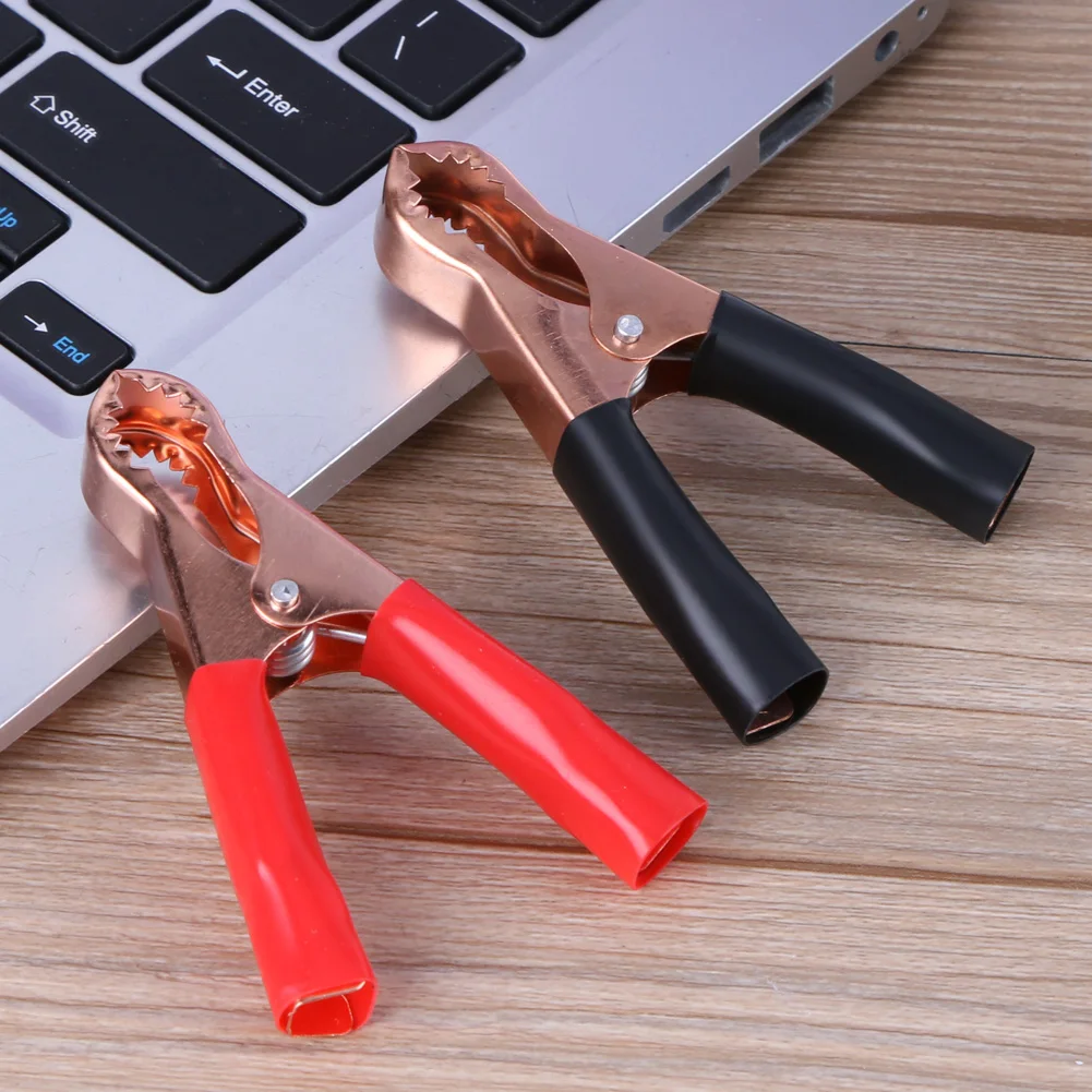 4pcs Battery Securing Clip Copper-plated 50A Inverter Special Clip Insulated Handle Practical Lightweight for Electron Industry