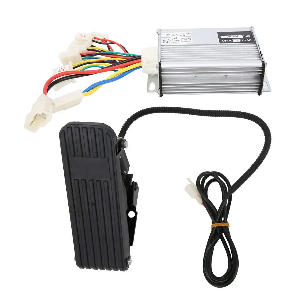 48V 1000W Electric Bike Controller with Accelerator Pedal & Hall Throttle - Brushed Speed Control for E-Bikes