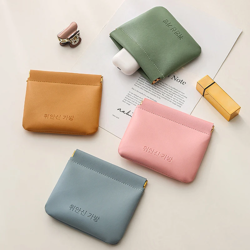 High Quality PU Leather Coin Purse New Women Men Small Mini Wallet Bag Money Change Key Earbuds Credit Card Holder for Kids Girl