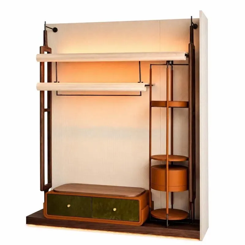 Modern luxury modular closet custom wardrobe system with LED lighting for villa hotel walk-in closet projects