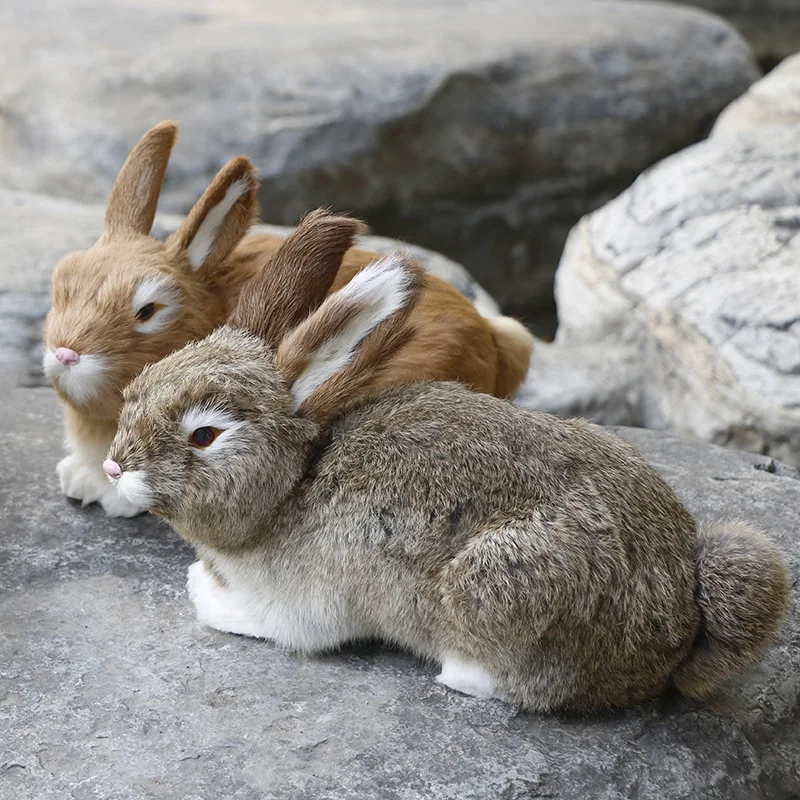 

Lifelike Faux Fur Rabbit Toy Realistic Rabbit Doll Animal Figurines Gift Home Decor Crafts Desktop Ornaments Photography Props