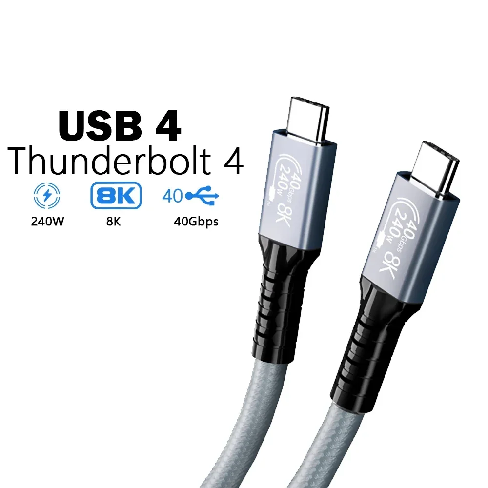 240W USB4 Cable 40Gbps Thunderbolt 4 Type C Fast Charging Cable Thunderbolt 3 USB C to C Data Transfer Cable For eGPU 2024 New